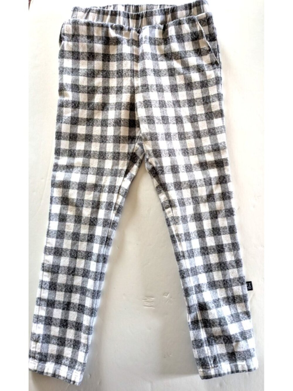 VonBon Boy Pants Gingham Check Black White Organic Cotton Pull On Pocket Size 5T